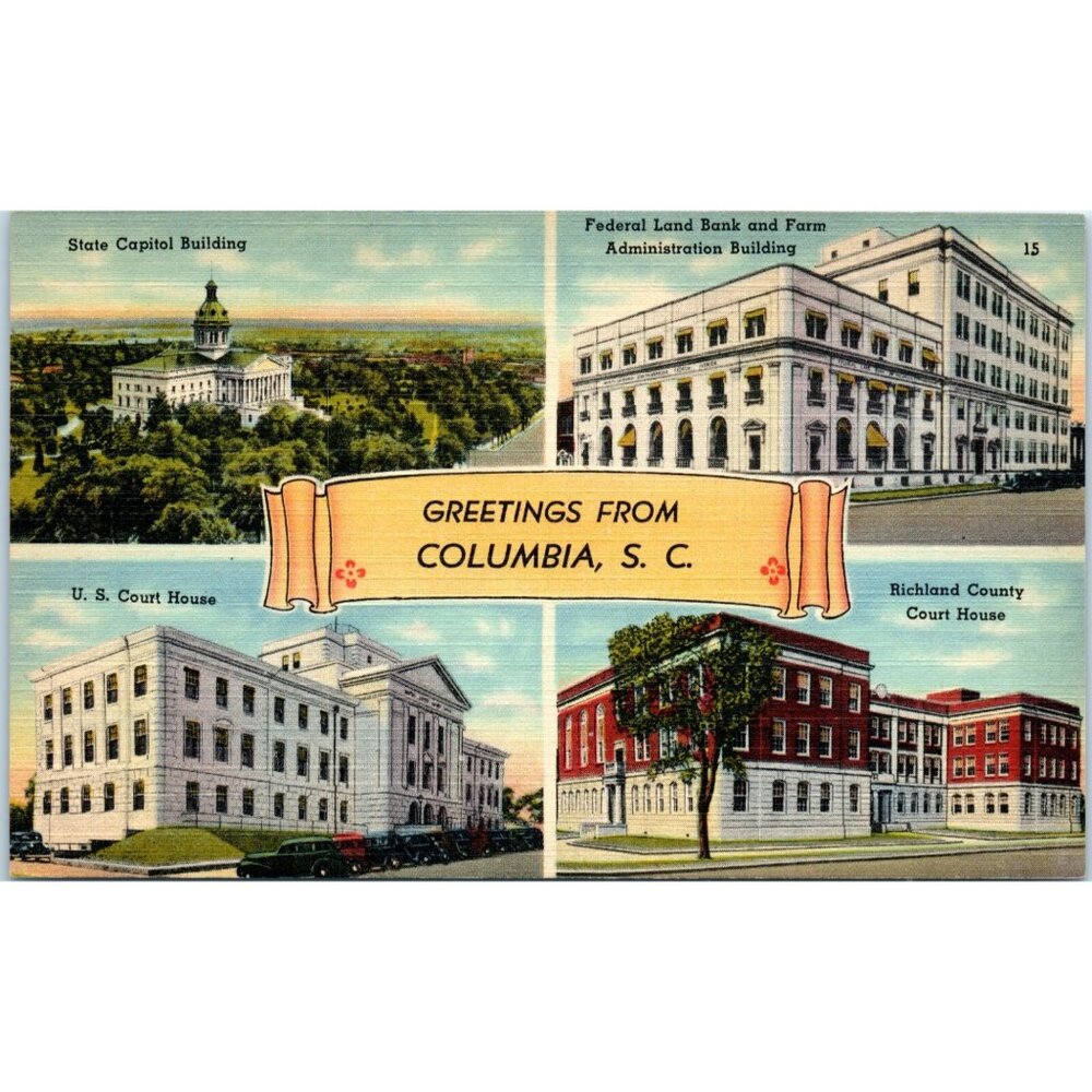 Postcard Vintage Greetings from Columbia, South Carolina Unposted 5.5x3.5 USA